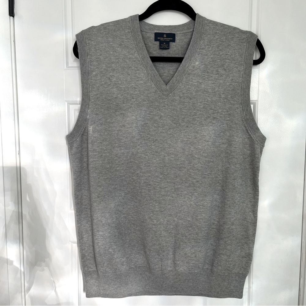 BROOKS BROTHERS grey MEDIUM Mens Supima Cotton Sweater Vest - BRAND NEW